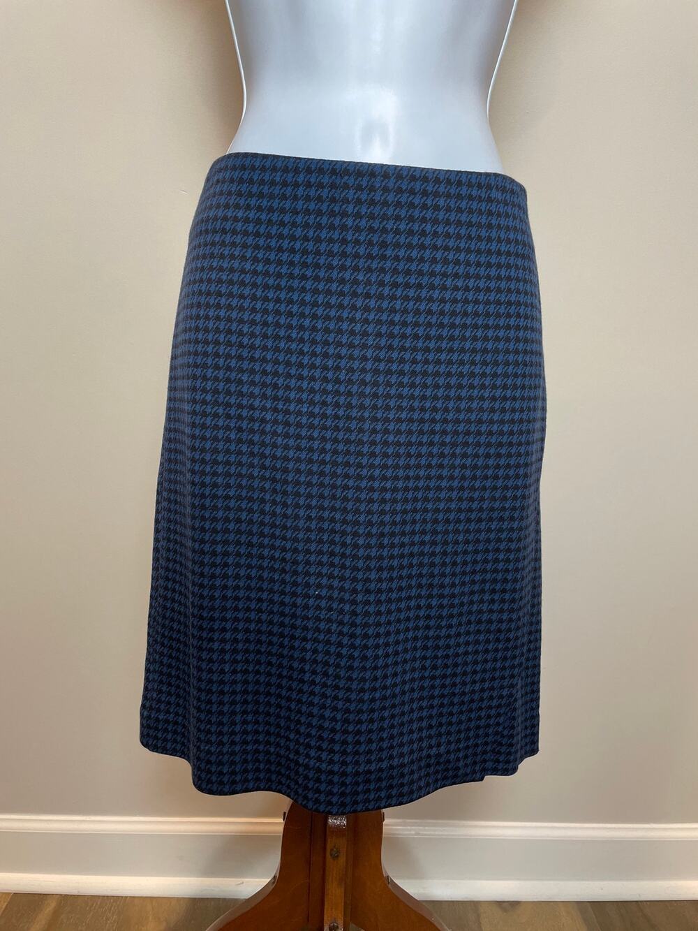 J Jill Houndstooth Pencil Skirt Size S Petite Black Blue NWT
